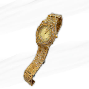 Lookworld Golden Gold-Plated Diamond-Studded Women’s Watch – Elegant and Sparkling Design