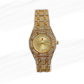 LookNow Medium mix Gold-Plated Women’s Luxury Watch with Crystal-Studded