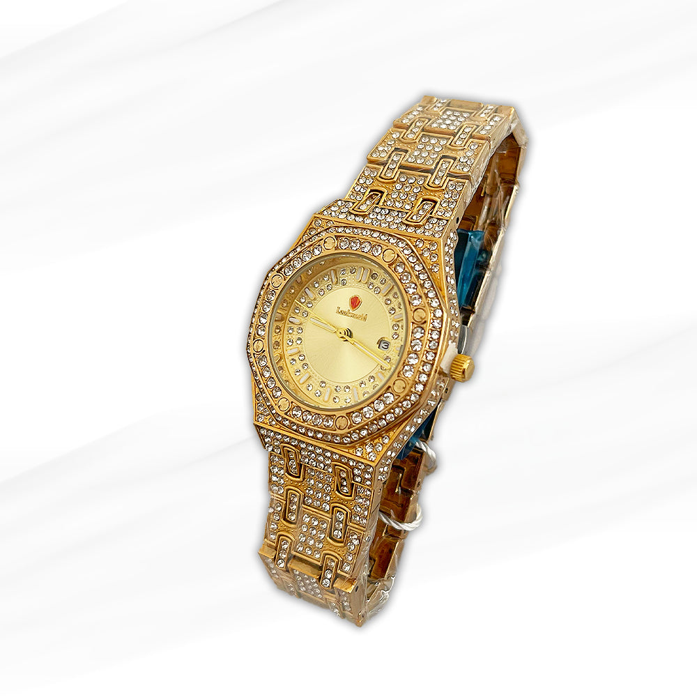 LookNow Medium mix Gold-Plated Women’s Luxury Watch with Crystal-Studded