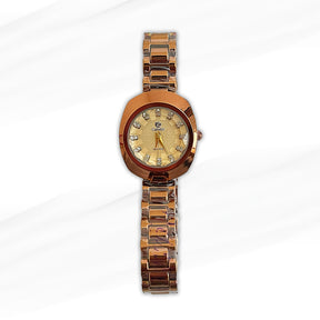 Camelot Rose Gold Women’s Watch with Crystal Hour Markers – Elegant and Timeless Design