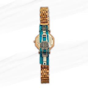 Saneesi Emerald Green Dial Gold-Plated Women’s Watch – Geometric Elegance