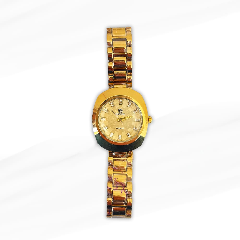 Comelot Gold-Tone Luxury Quartz Women’s Watch – Elegant Crystal Accents