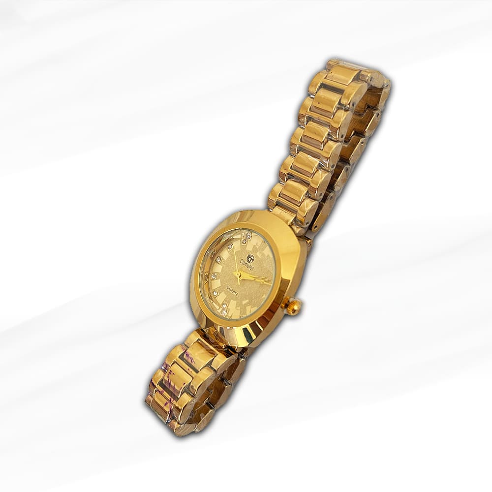 Comelot Gold-Tone Luxury Quartz Women’s Watch – Elegant Crystal Accents