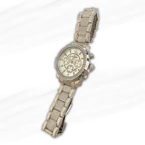 Supleon Silver Chronograph Women's Watch with Crystal-Studded Bezel