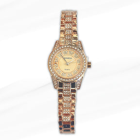 Saneesi Glamorous Gold Crystal-Studded Women's Watch