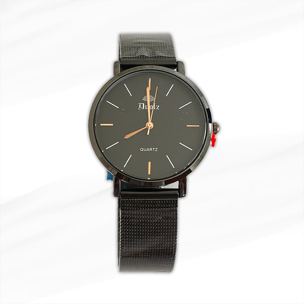 Duolz Minimalist Black Mesh Strap Women’s Watch – Elegant & Contemporary Design