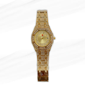 Lookworld Golden Gold-Plated Diamond-Studded Women’s Watch – Elegant and Sparkling Design